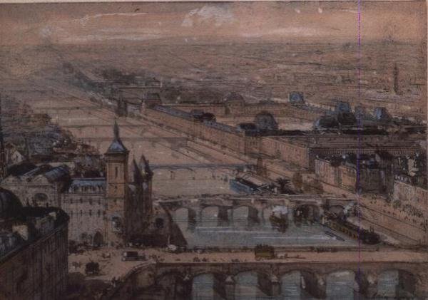 Die Île de la Cité und der Palais du Louvre, Paris von Luigi Loir