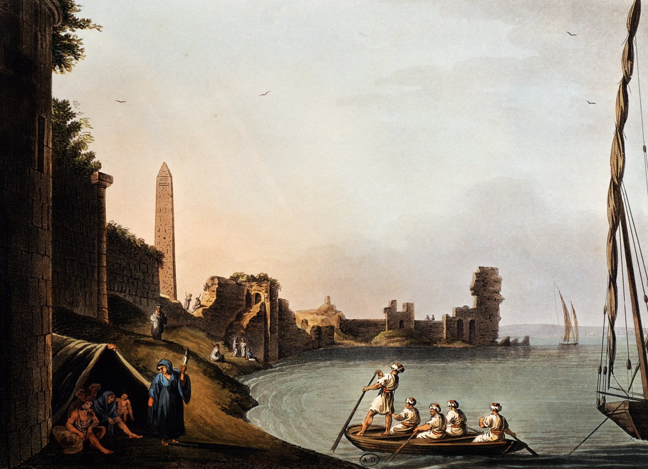 Alte Mauern und Obelisk von Kleopatra, Luigi Mayer (1755-1803), Gravur aus Vedute von Luigi Mayer