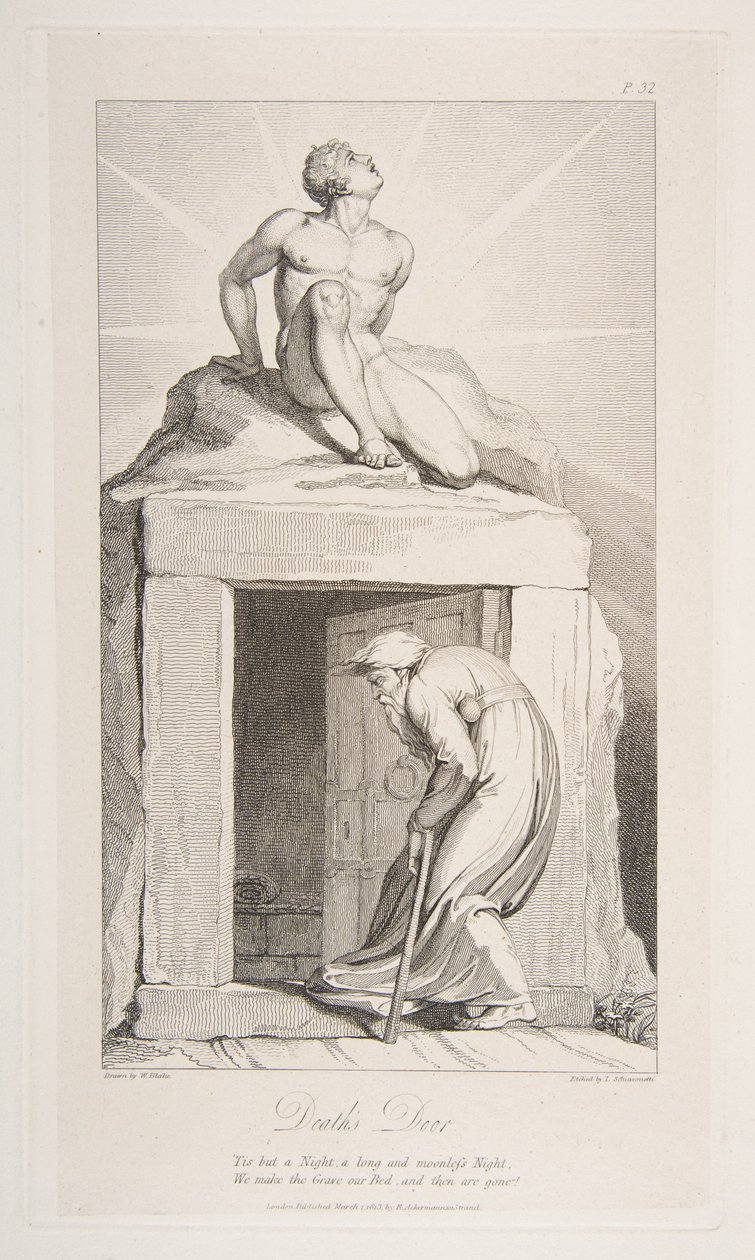 Todestür, aus Das Grab, ein Gedicht von Robert Blair, 1. März 1813 von Luigi Schiavonetti