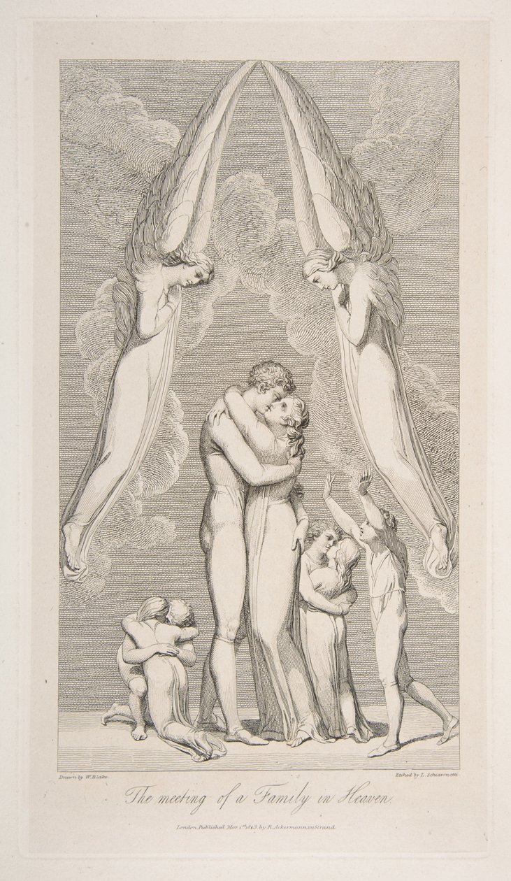 Das Treffen einer Familie im Himmel, aus The Grave, ein Gedicht von Robert Blair, 1. März 1813 von Luigi Schiavonetti