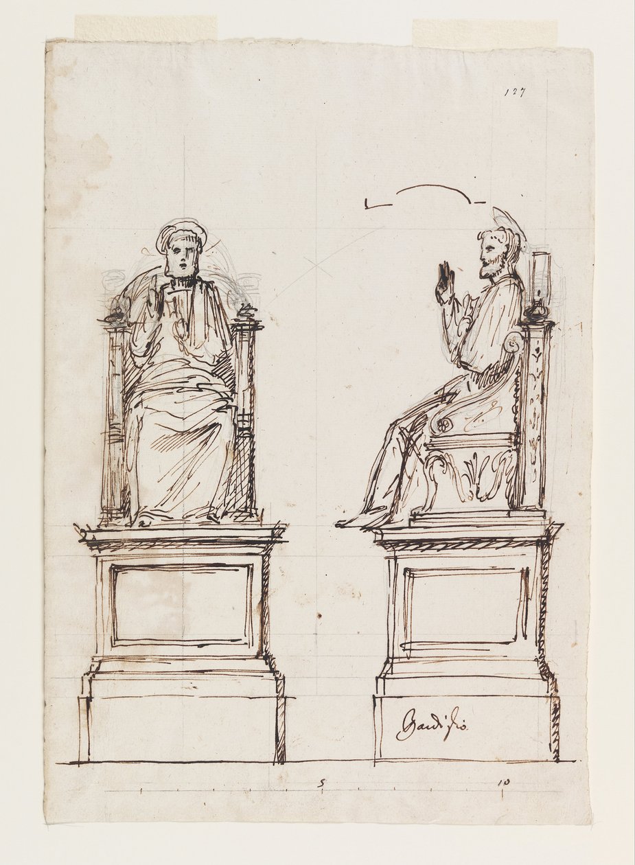 Entwurf für einen Marmorthron für die Statue des Heiligen Petrus, Petersdom, Rom von Luigi Vanvitelli