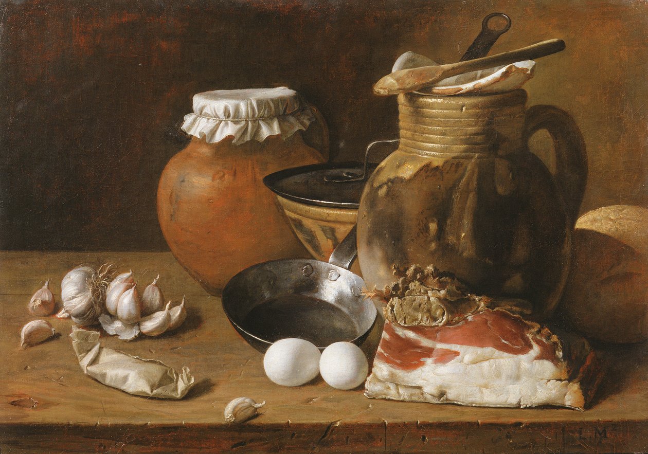 Ein Stillleben mit Schinken und Eiern von Luis Egidio Melendez
