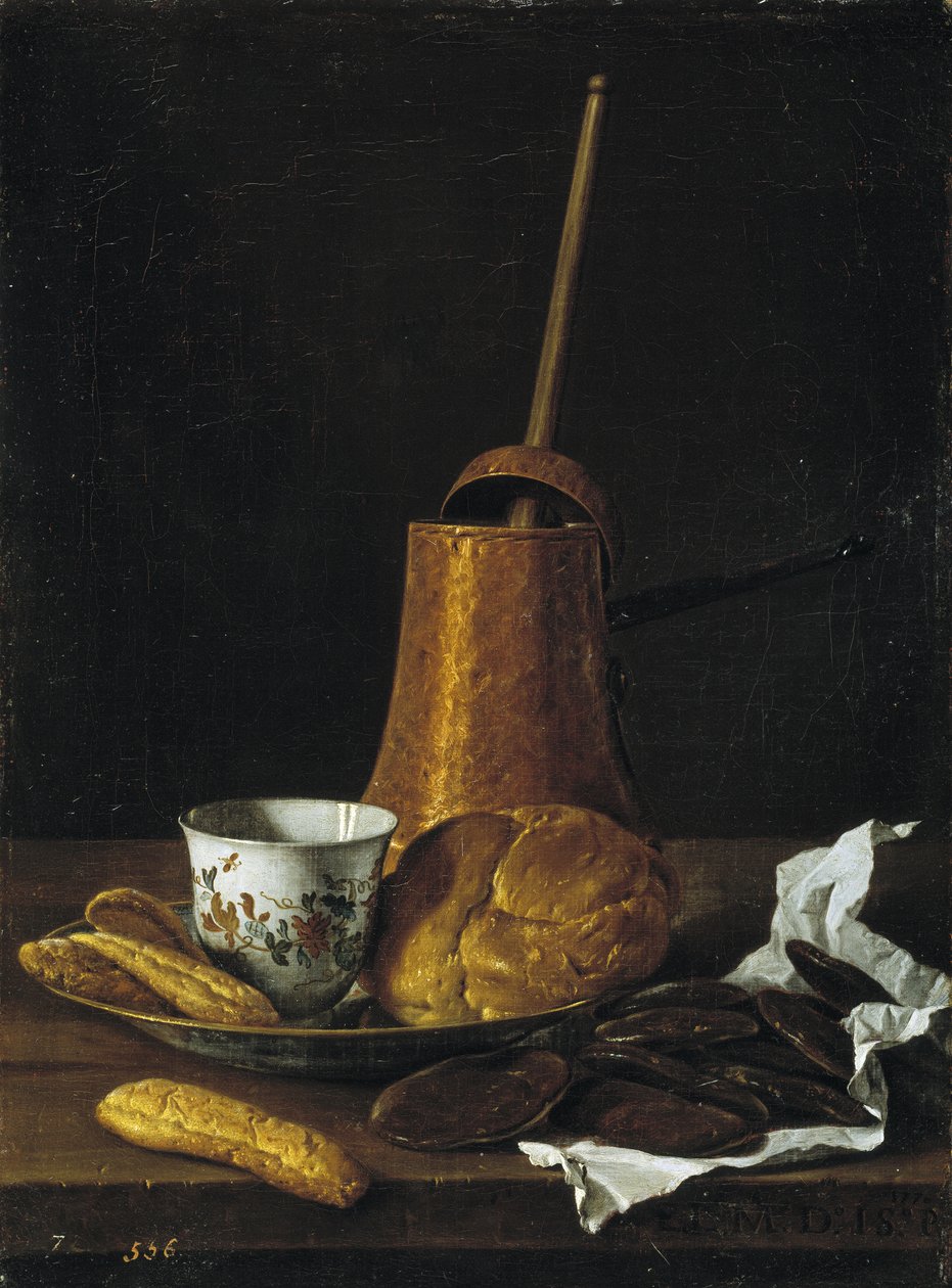 Stillleben mit Schokolade und Gebäck, 1770 von Luis Egidio Melendez