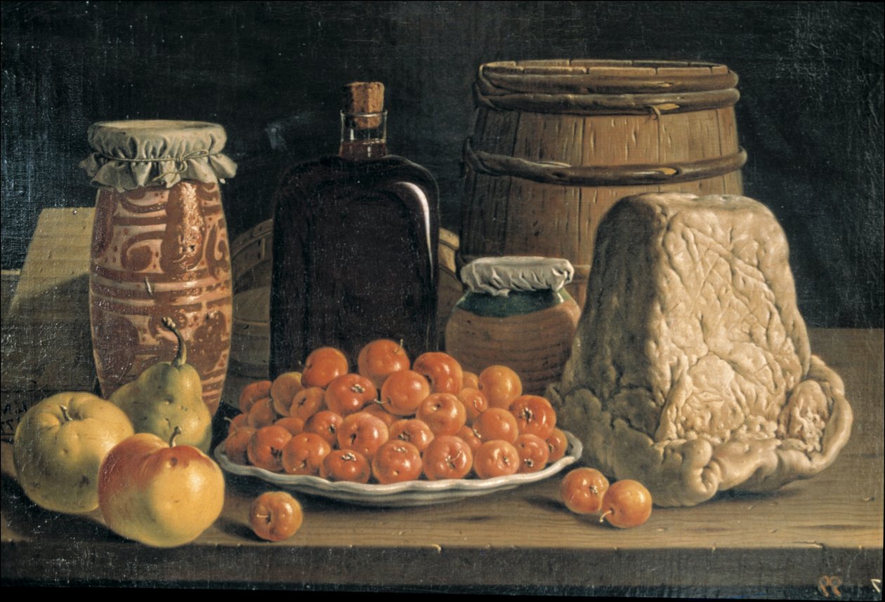 Stillleben mit Obst und Käse von Luis Egidio Menendez or Melendez