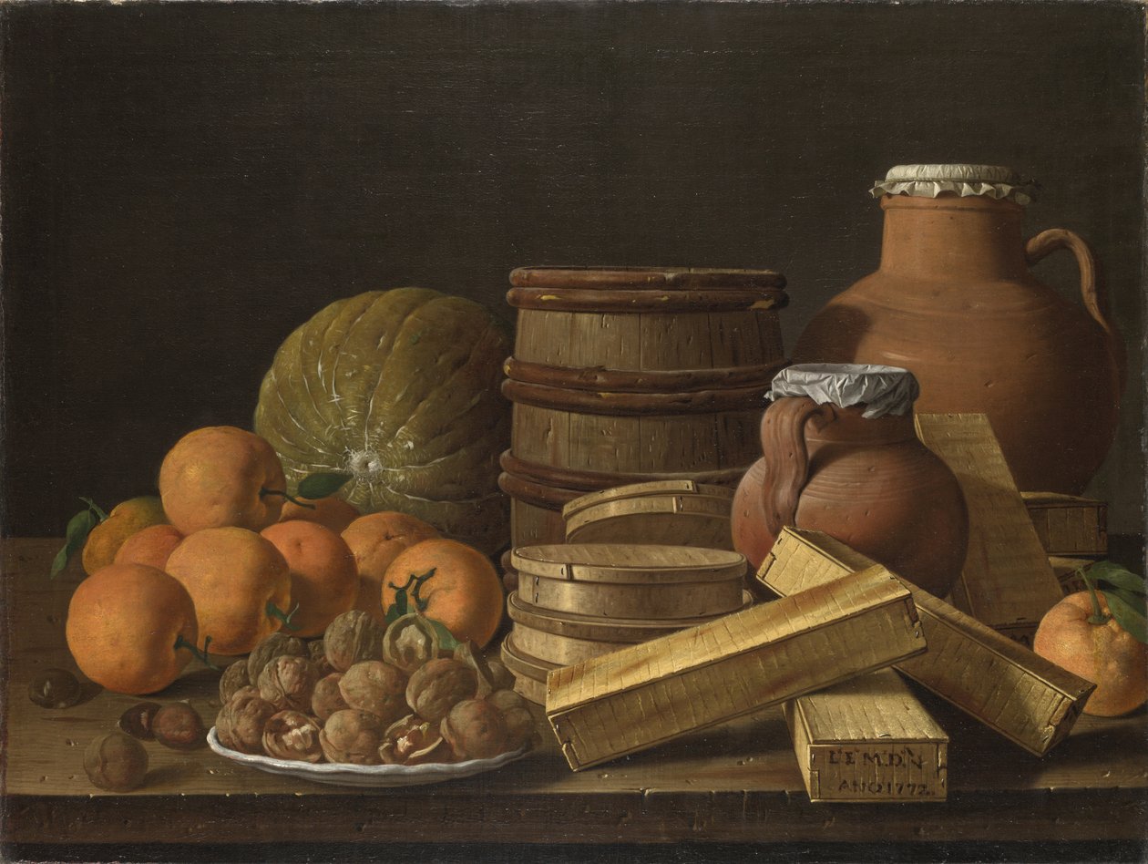 Stillleben mit Orangen und Walnüssen, 1772 von Luis Egidio Melendez