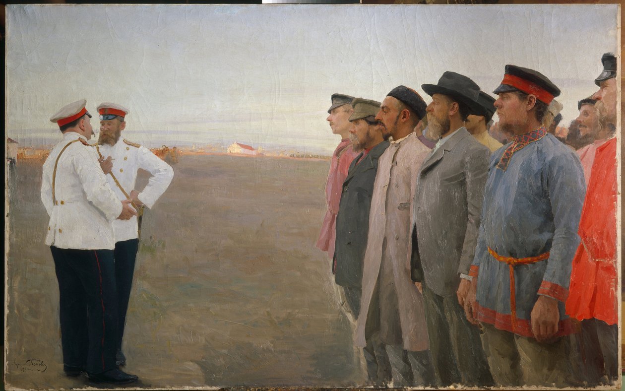 Die Rekrutierung von Lukjan Vasilievich Popov
