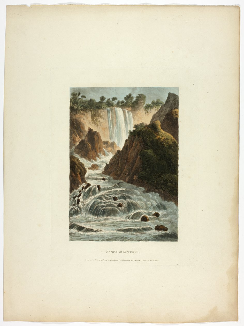 Wasserfall von Terni, Tafel vierzehn aus den Ruinen von Rom von M. Dubourg