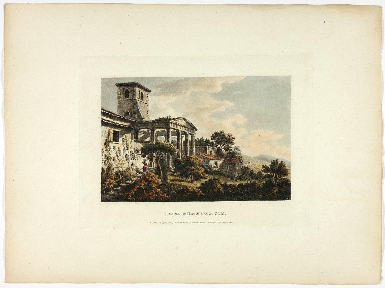 Tempel des Herkules in Cori, Tafel zweiunddreißig aus den Ruinen von Rom von M. Dubourg