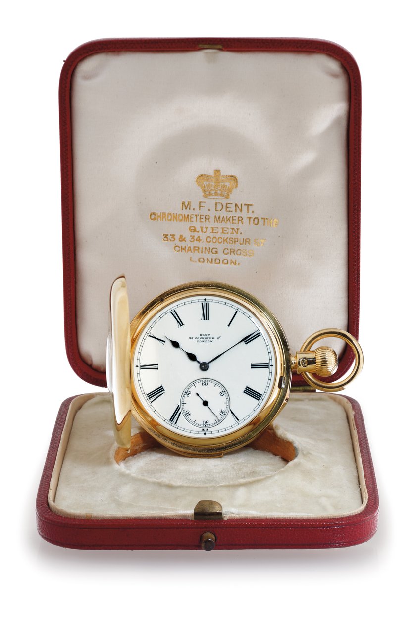 Halbjägergehäuse Minutenrepetier-Taschenuhr von M. F. Dent