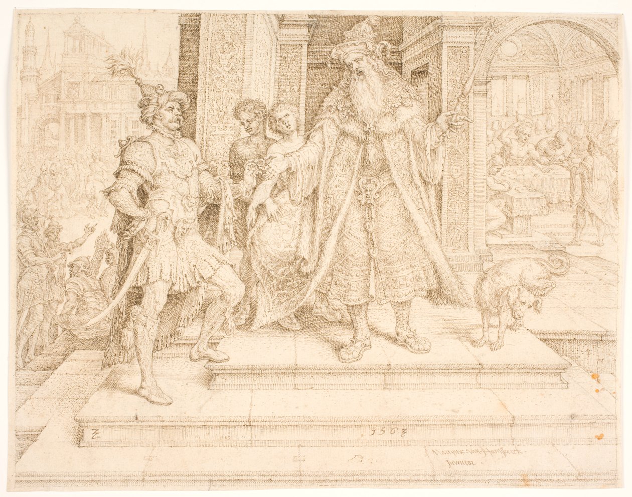 Ahasverus übergibt Haman den Siegelring von Maarten van Heemskerck