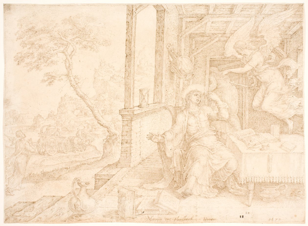 Ein Engel erscheint Philippus von Maarten van Heemskerck
