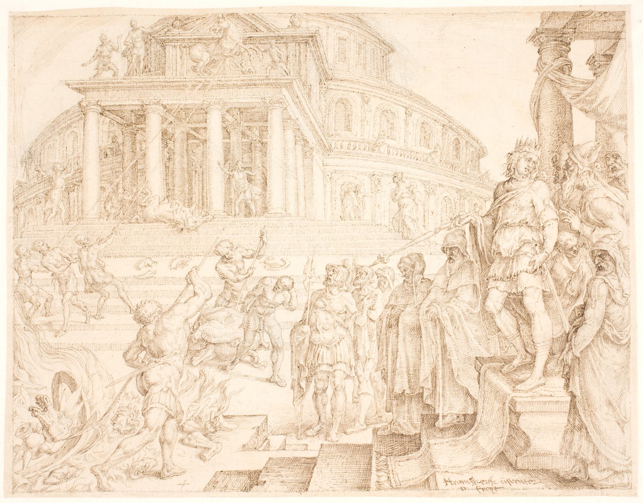 Josias befiehlt, die Pferde zu entfernen und die Sonnenwagen zu verbrennen von Maarten van Heemskerck