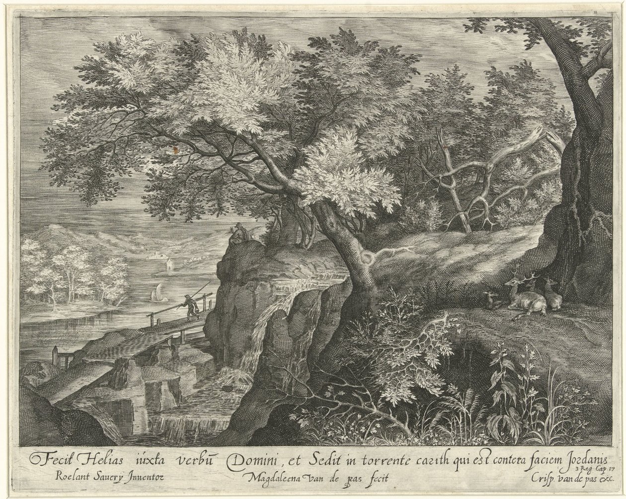 Elia ruht auf einem Felsen am Bach Kerit von Magdalena van de Passe
