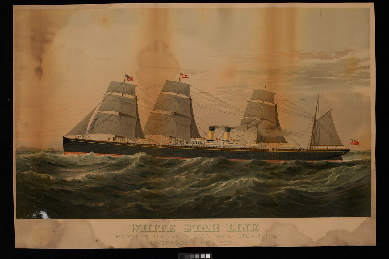 White Star Line Royal & United States Mail Dampfer Liverpool & New York Britannic von Major and Knapp Sarony