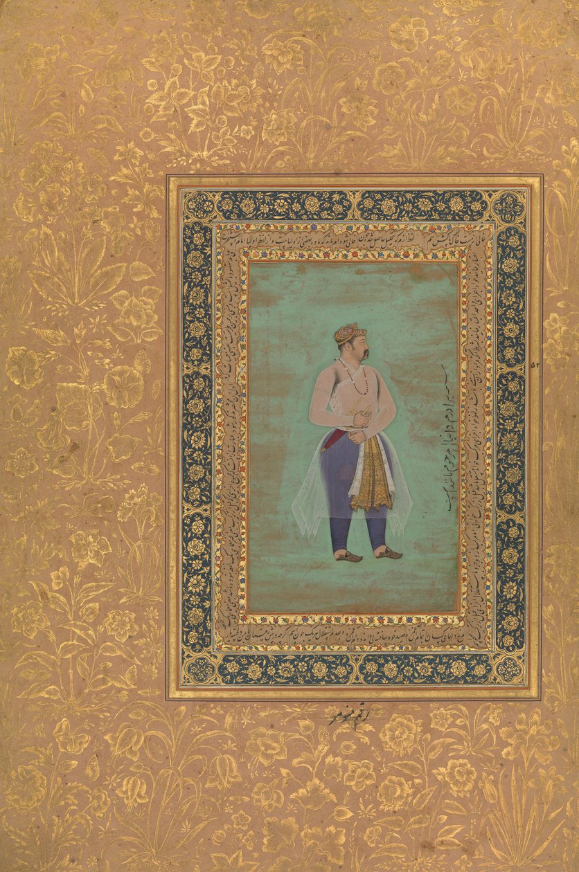 recto: Porträt von Prinz Danyal, Folio aus dem Shah Jahan Album von Manohar