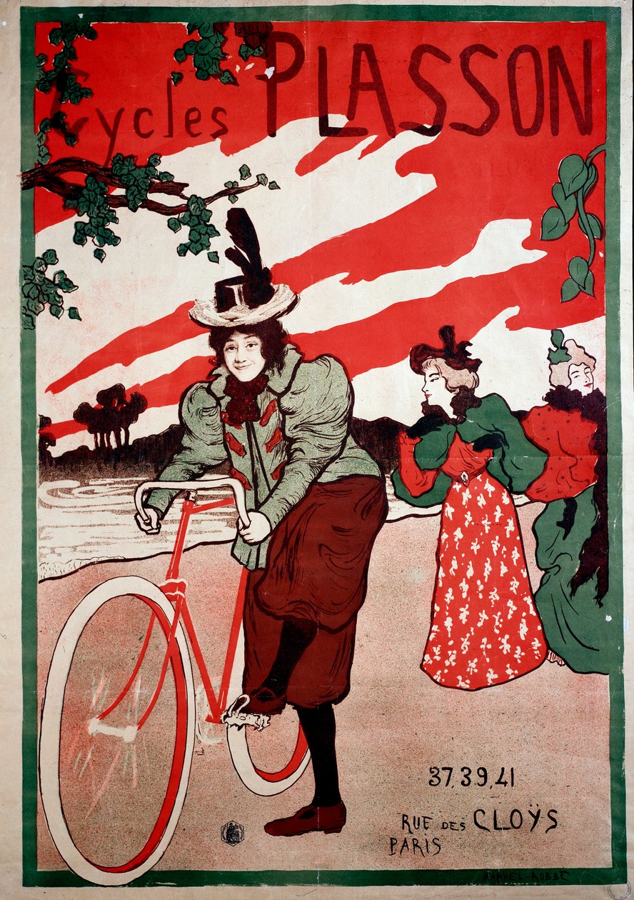 Belle Epoque: Werbeplakat für Fahrräder Plasson. Plakat von Manuel Robbe von Manuel Robbe