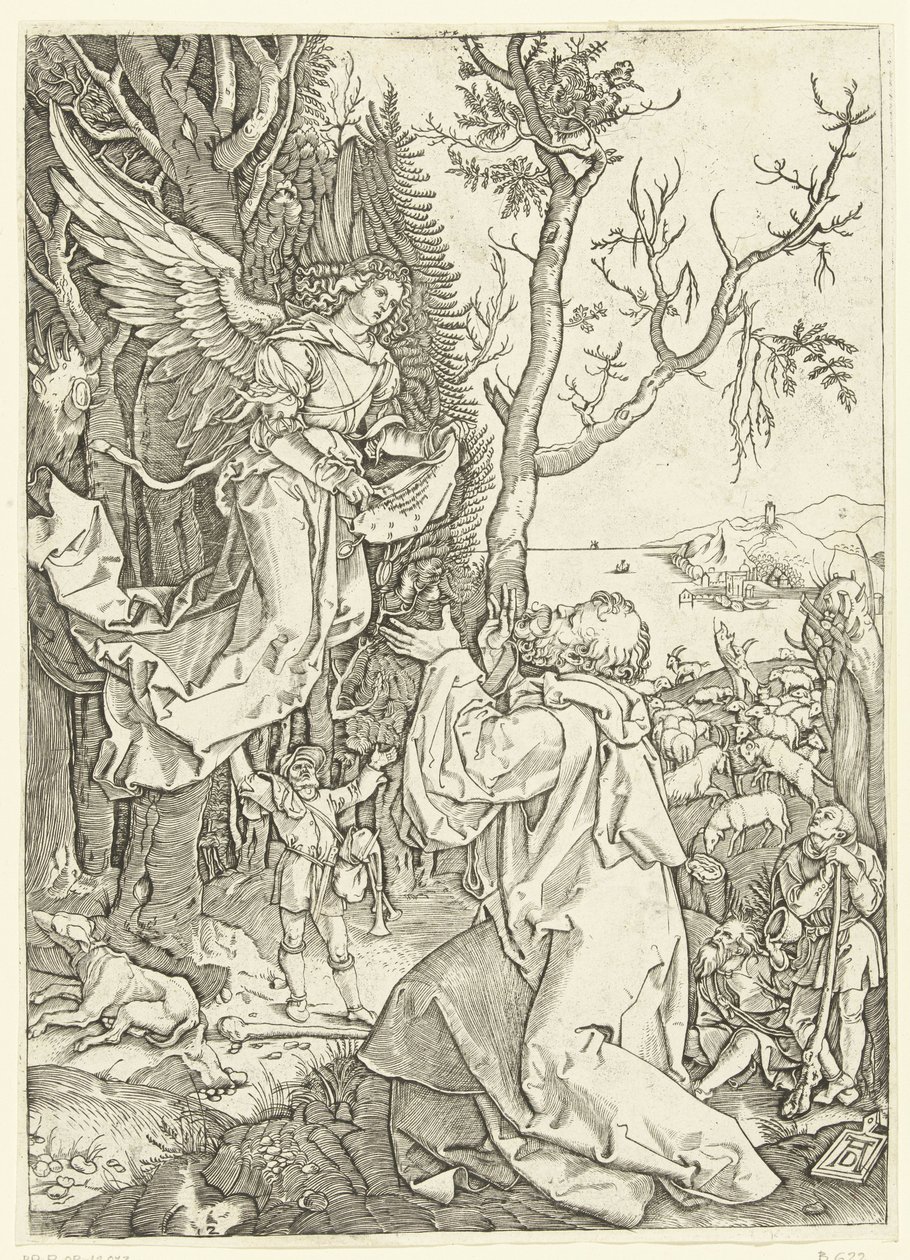 Engel erscheint Joachim von Marcantonio Raimondi