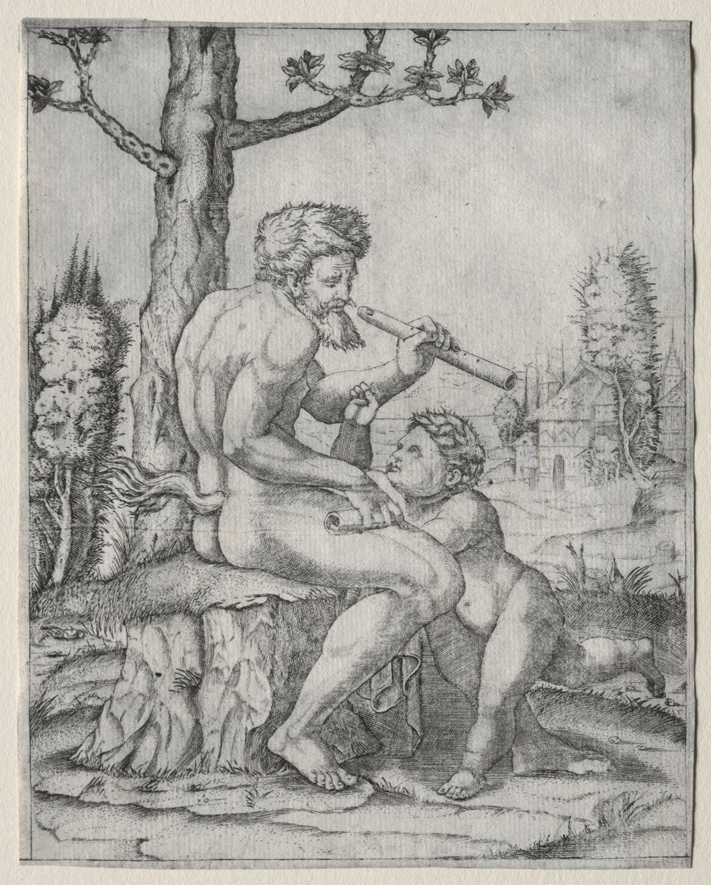 Faun und Kind, ca. 1509 von Marcantonio Raimondi