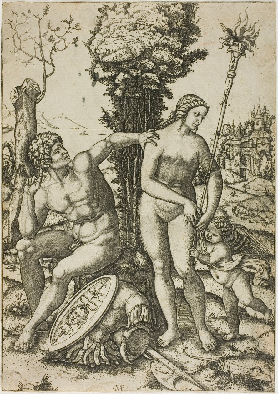 Mars, Venus und Amor von Marcantonio Raimondi