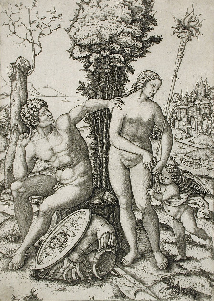 Mars, Venus und Amor von Marcantonio Raimondi
