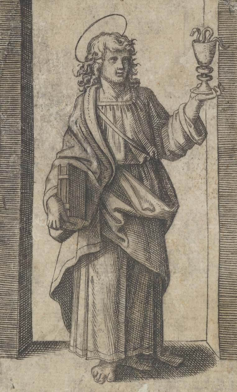 Heiliger Johannes, Buch in der rechten Hand, Kelch in der linken Hand, aus der Serie 