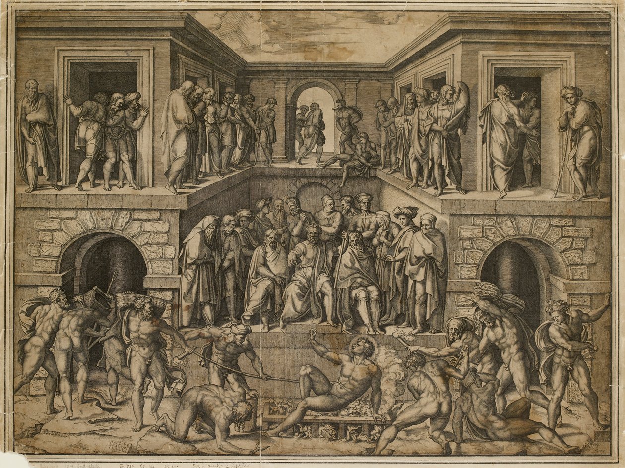 Das Martyrium des Heiligen Laurentius von Marcantonio Raimondi