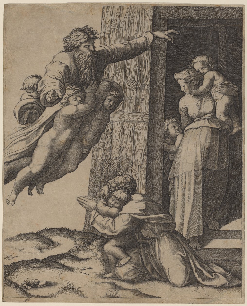 Gott erscheint Noah von Marcantonio Raimondi after Raphael