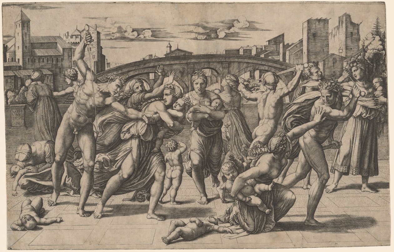 Der Kindermord in Bethlehem von Marcantonio Raimondi after Raphael