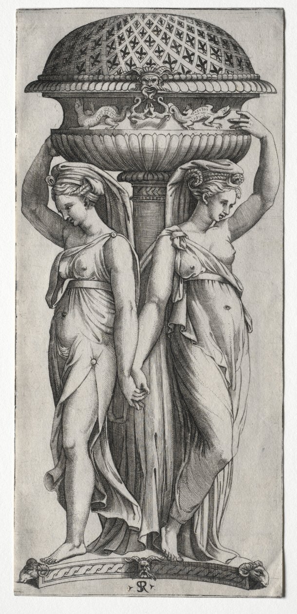 Die Cassollette: Frauen, die eine Urne tragen, ca. 1520-27 von Marco Dente