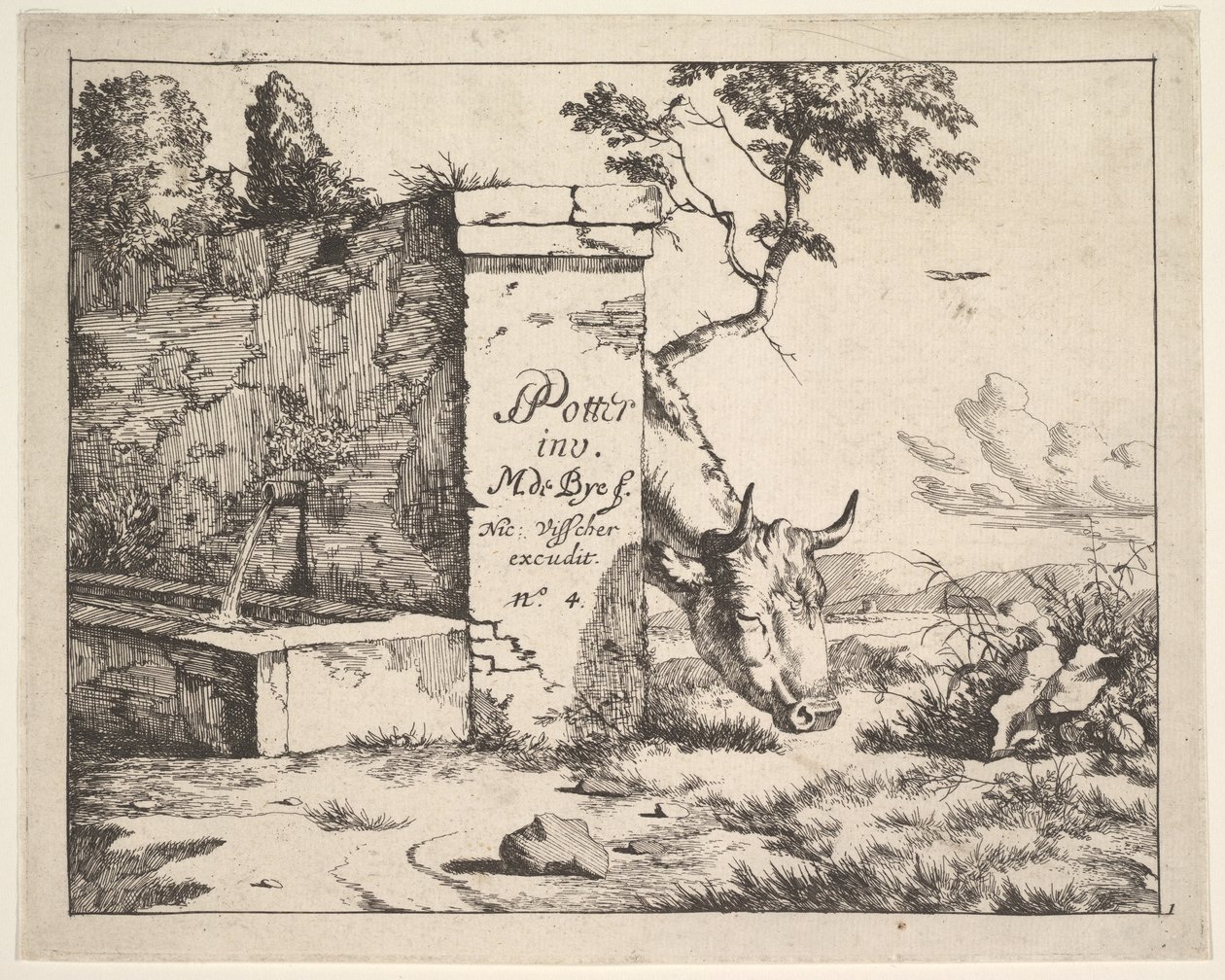 Titelseite für Diverses vaches et boeufs nach Paulus Potter von Marcus de Bye