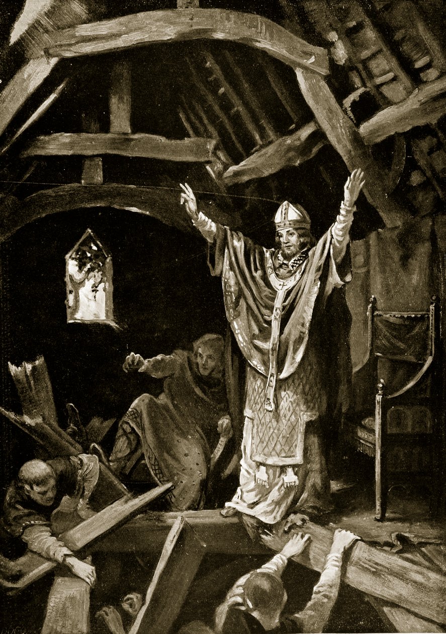 Einsturz des Bodens in Calne, 978, Illustration aus 
