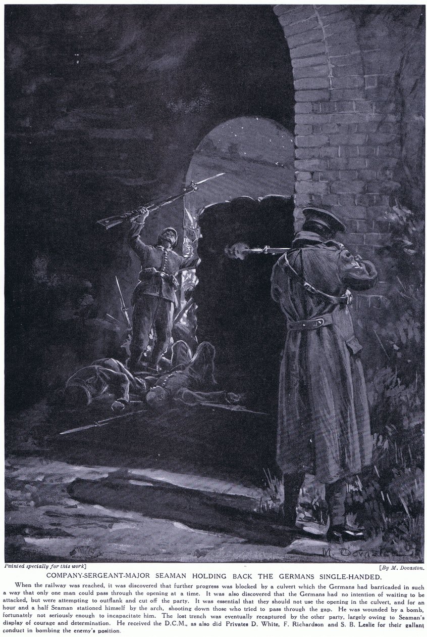 Company Sergeant Major Seaman gewann ein DCM für das alleinige Zurückhalten eines deutschen Angriffs im Februar 1915 von Margaret Dovaston