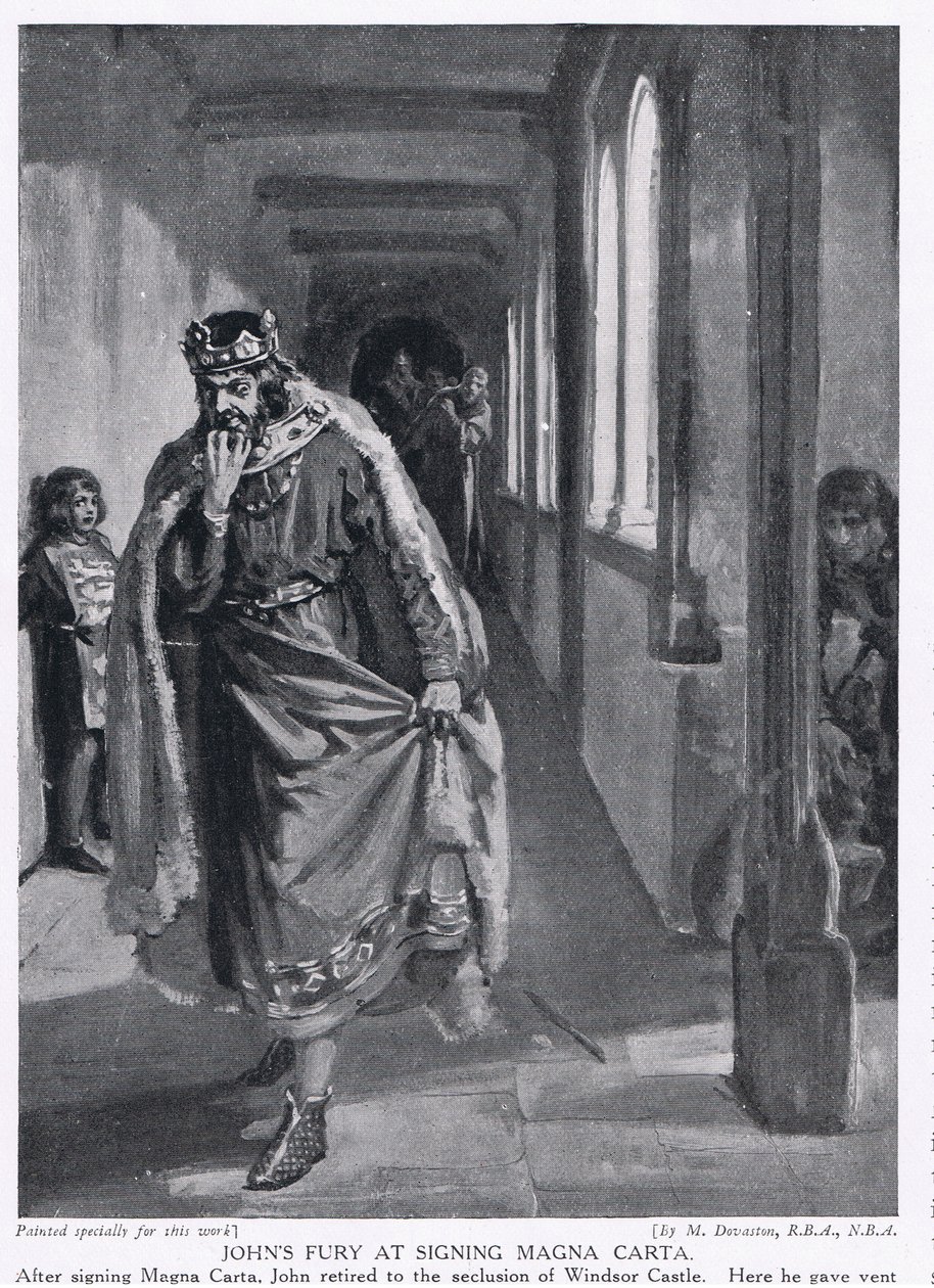 Johns Wut bei der Unterzeichnung der Magna Carta, 1215 n. Chr. von Margaret Dovaston