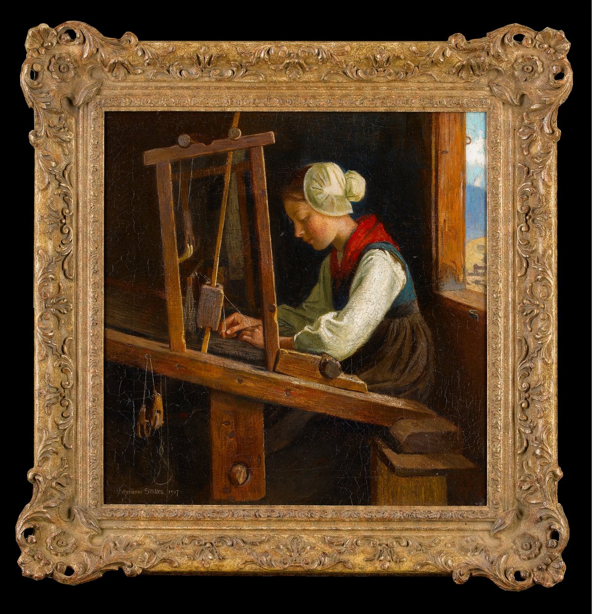 Der Weber: Ein Hüttengewebe in den österreichischen Alpen, 1917 von Marianne Stokes