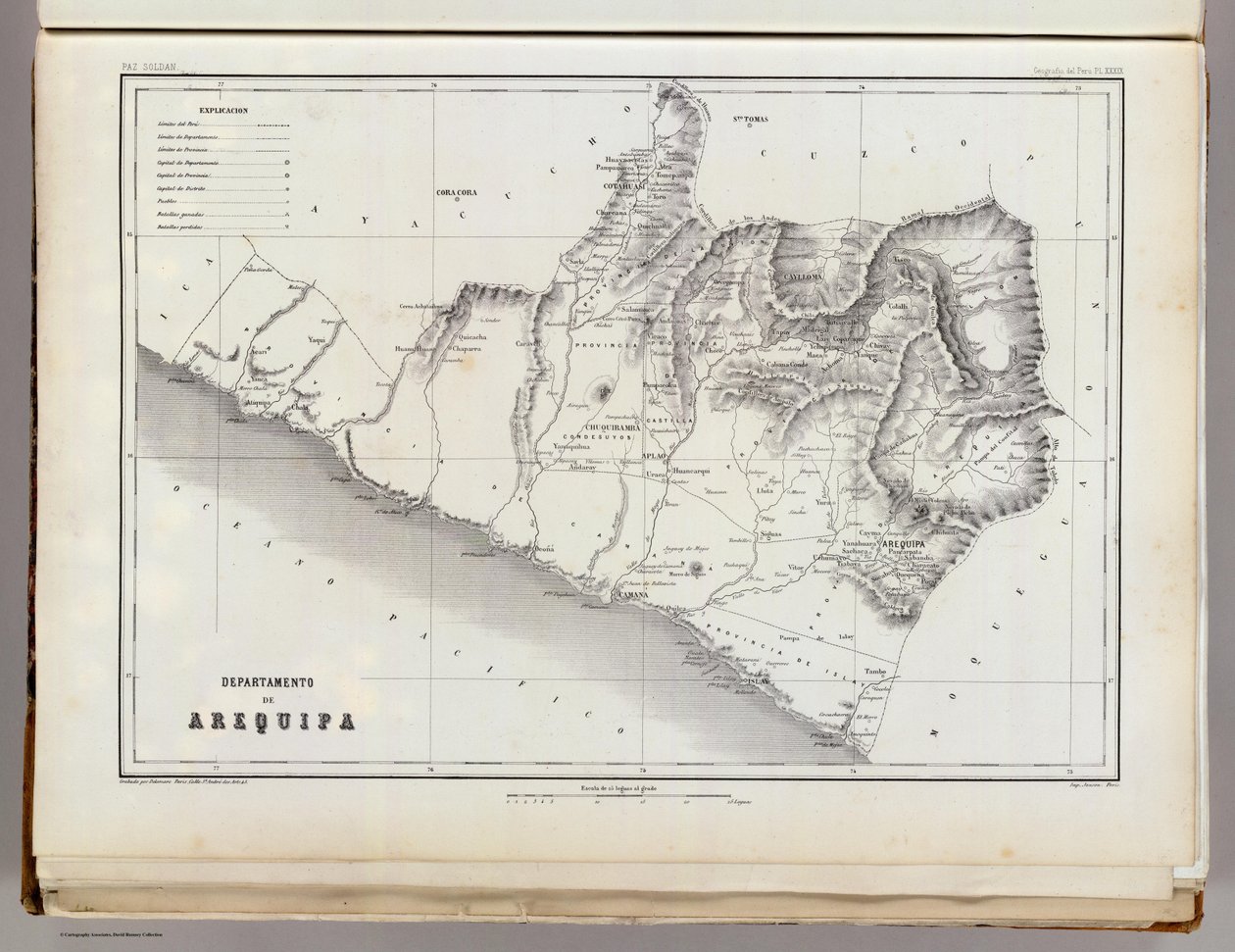 Karte von Arequipa, 1865 von Mariano Felipe Paz Soldan
