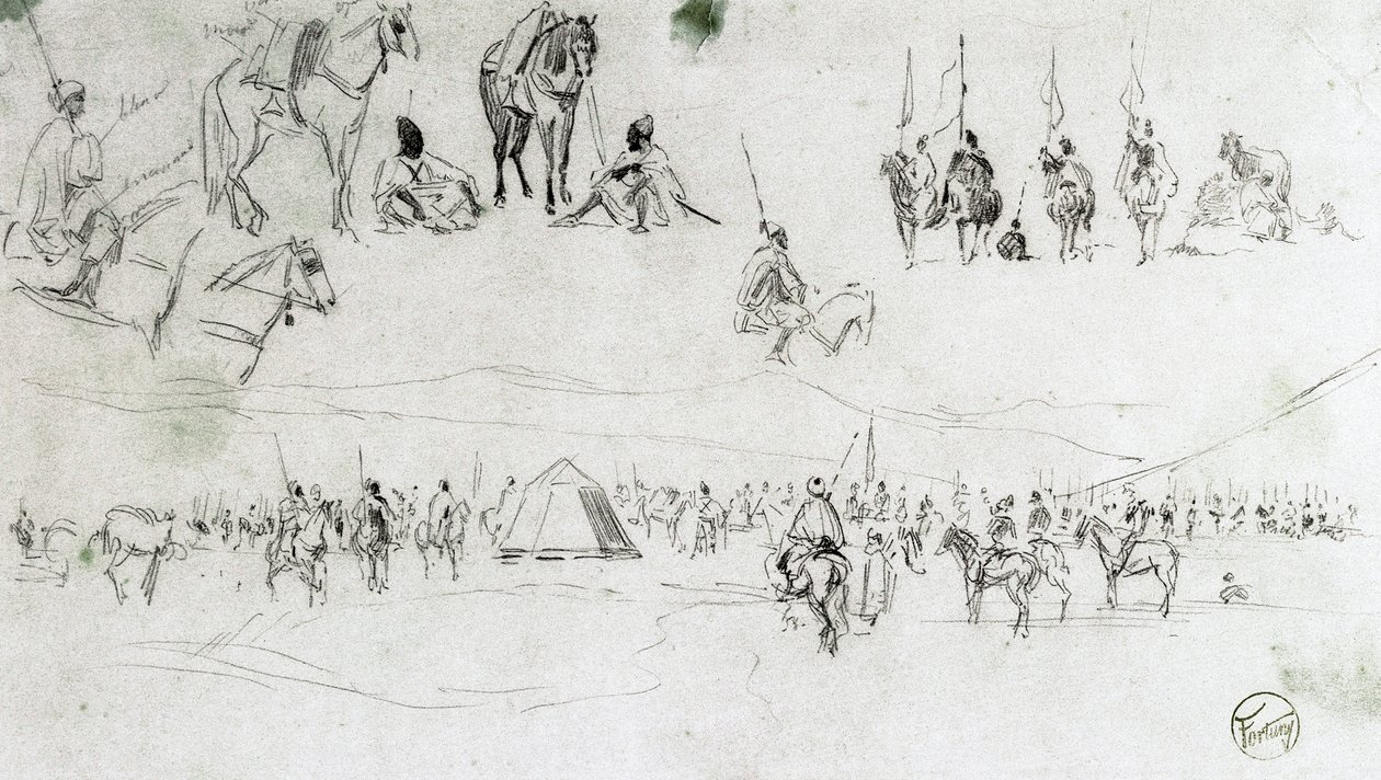 Landschaft mit spanischen Militärs und Mauren von Mariano Fortuny y Marsal