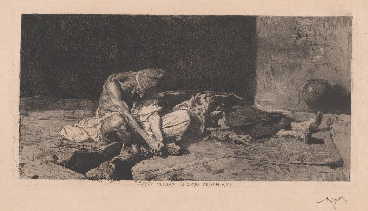 Araber wacht über den Körper seines Freundes von Marià Fortuny