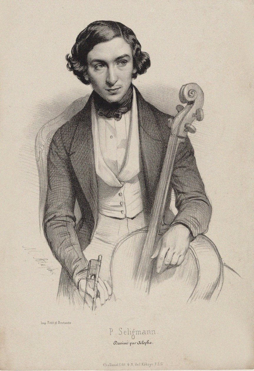 Porträt des Cellisten und Komponisten Hippolyte Prosper Seligmann 1817-1882, 1840 von Marie Alexandre Menut Alophe