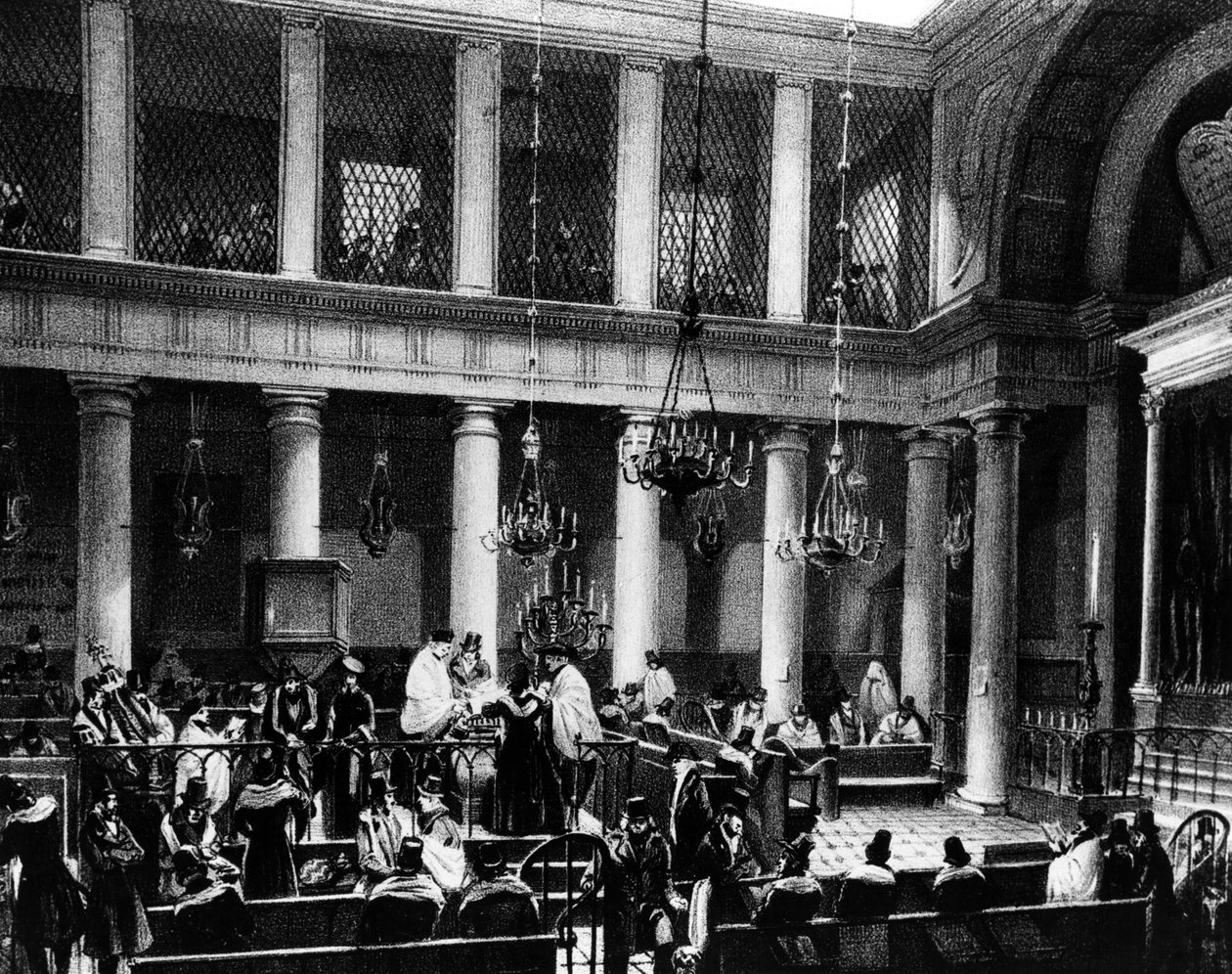 Die Pariser Synagoge, ca. 1845 von Marquis de Villeneuve