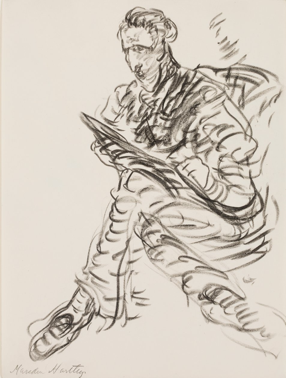 Selbstporträt als Zeichner, ca. 1908 von Marsden Hartley