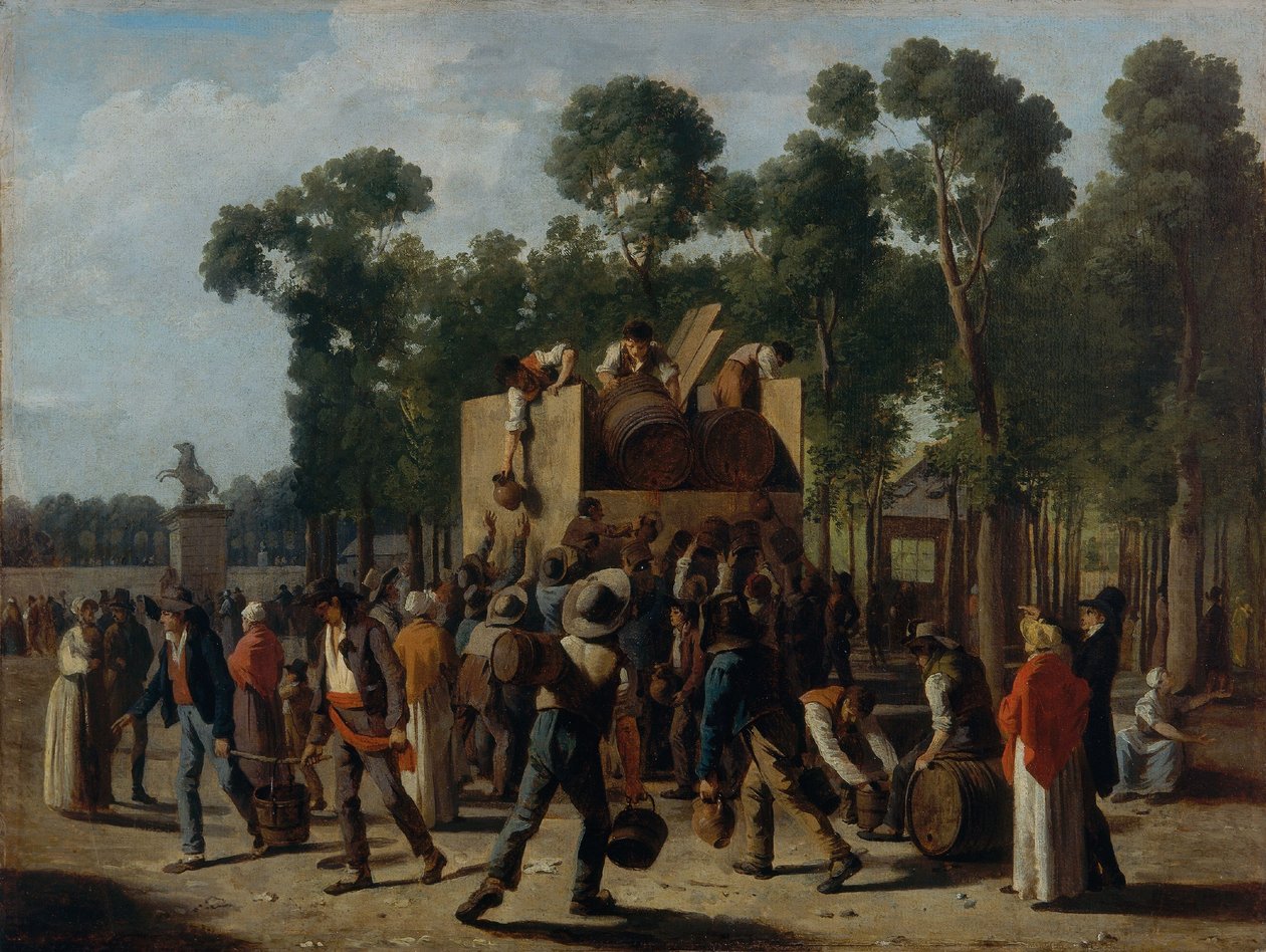 Weinverteilung auf den Champs-Élysées, um 1795 von Martin Drölling
