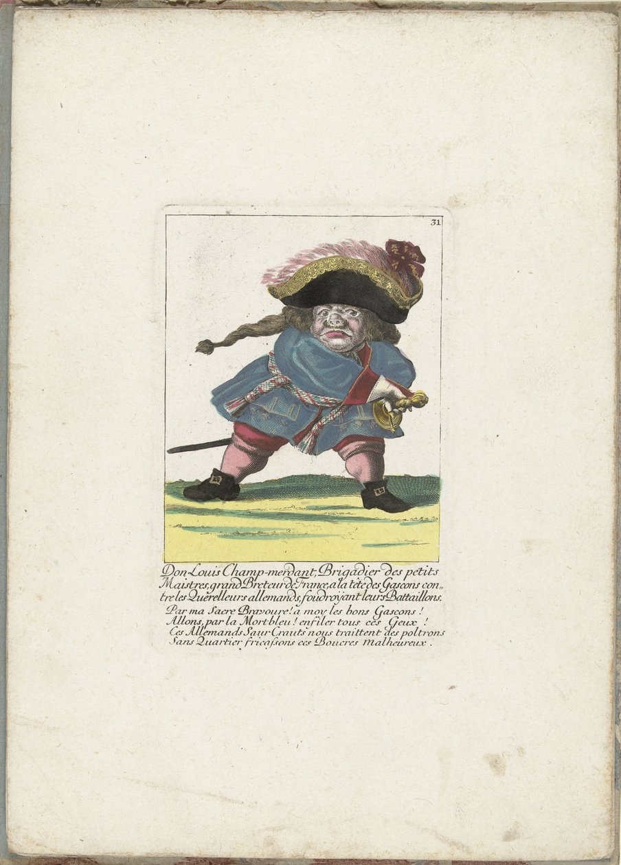 Der französische Zwerg Don Luis Champ-merdant, ca. 1710 (Il Callotto resurcitato oder Neu eingerichtes Zwerchen Cabinet) von Martin Engelbrecht (attributed to)