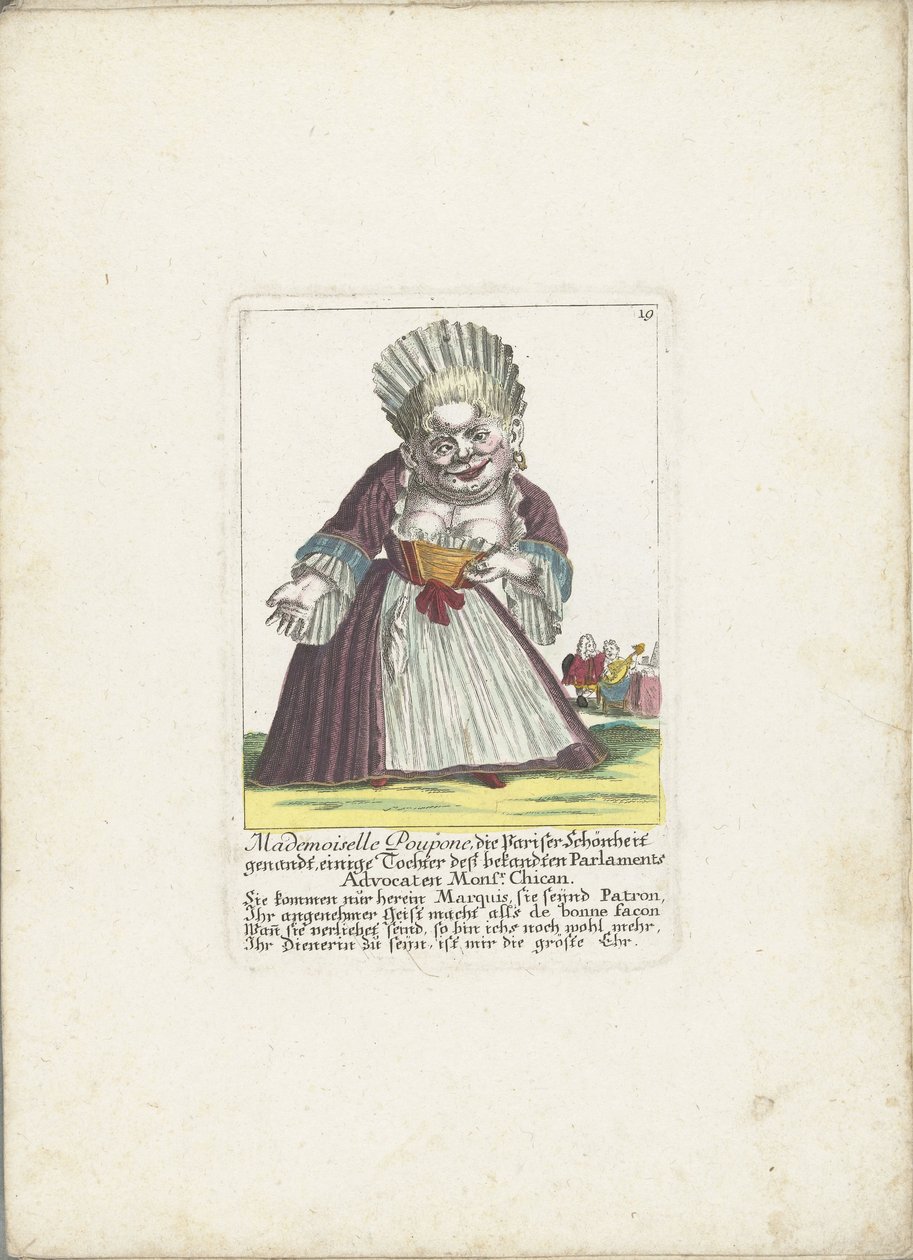 Die Zwergin Mademoiselle Poupon, als Pariser Schönheit, ca. 1710 von Martin Engelbrecht (attributed to)