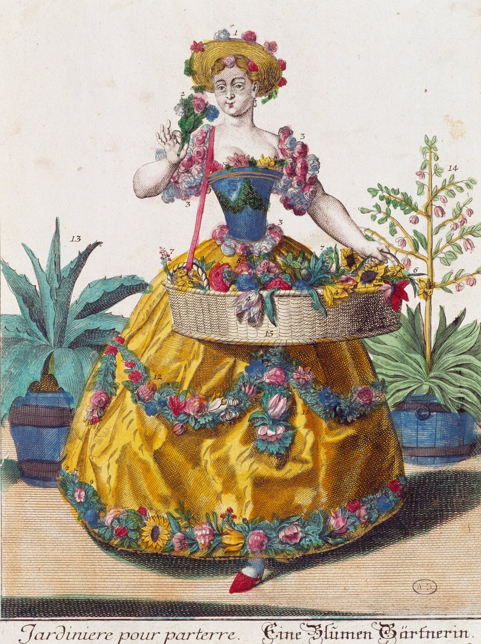 Gärtner, Stich aus Assemblage des nouveau manouvries habilles von Martin Engelbrecht (1684-1756), Deutschland von Martin Engelbrecht