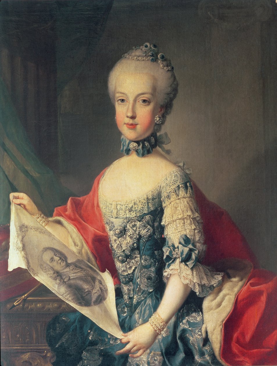 Erzherzogin Maria Carolina (1752-1814), dreizehntes Kind von Maria Theresia von Österreich (1717-80), Ehefrau von Ferdinand I (1751-1825), König der Beiden Sizilien, hält ein Porträt ihres Vaters Kaiser Franz von Martin II Mytens or Meytens