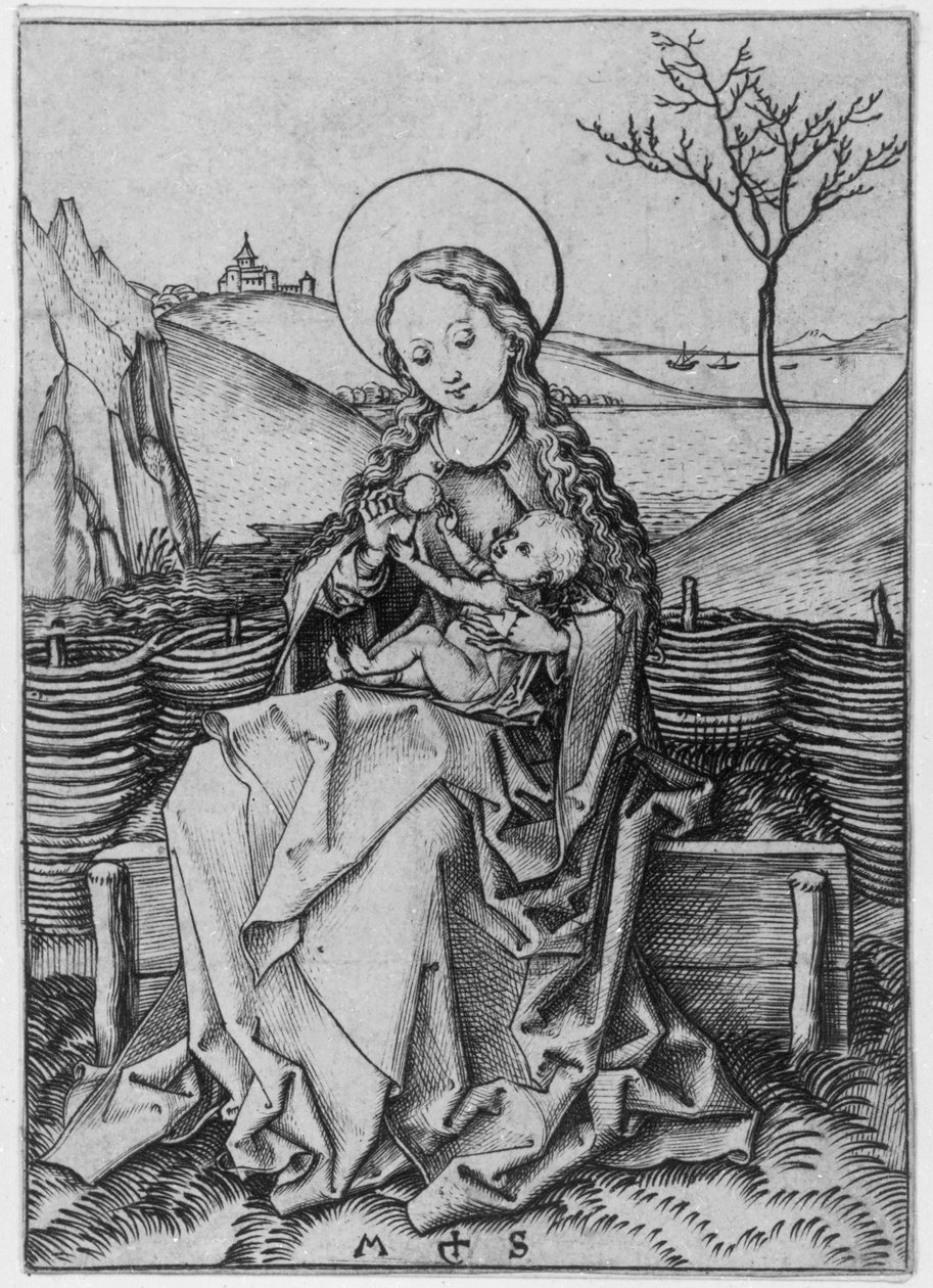 Madonna auf der Rasenbank von Martin Schongauer