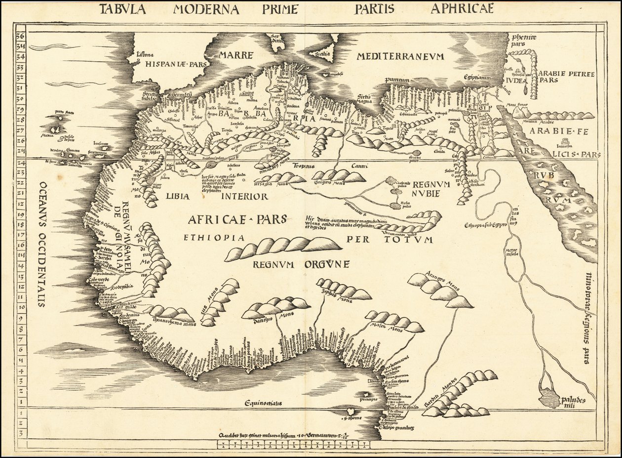 Karte von Nordafrika, 1513 von Martin Waldseemuller