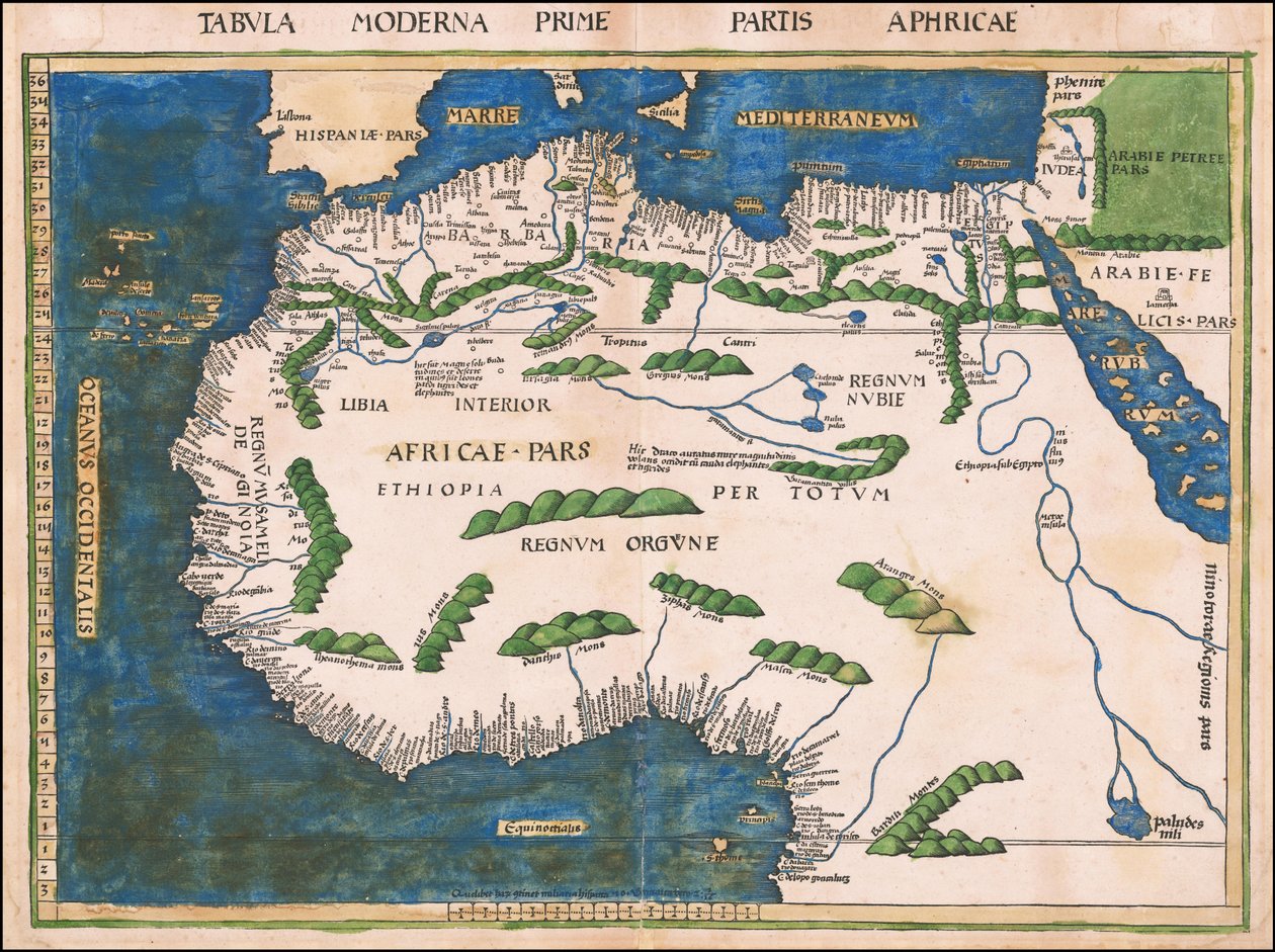 Karte von Nord- und Westafrika von Martin Waldseemüller, 1513 von Martin Waldseemuller
