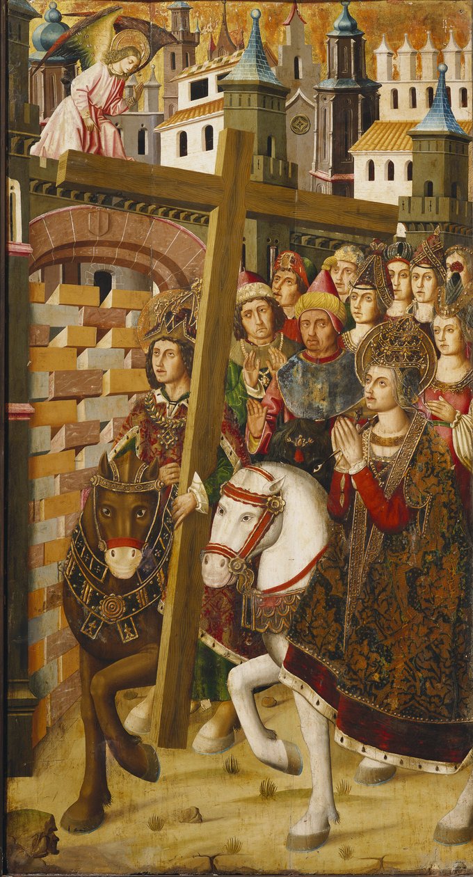 Heilige Helena und Kaiser Heraklius mit dem Heiligen Kreuz vor den Toren Jerusalems von Martin & Ximenez Miguel (fl.1466 1505) Bernat