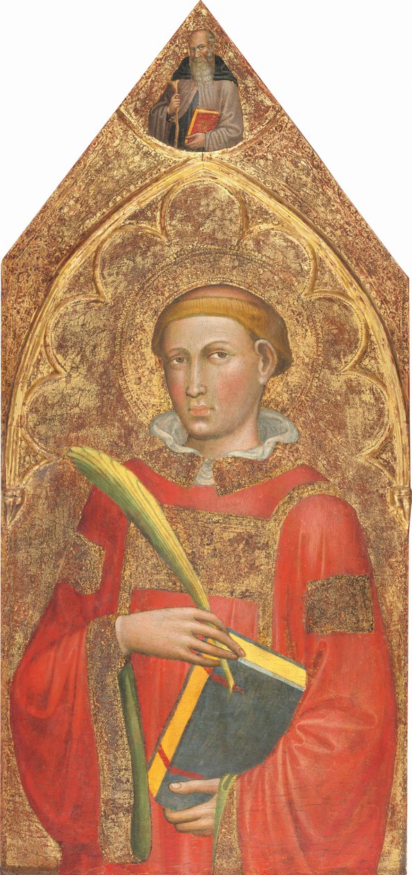 Diakon Heiliger, mit Heiliger Antonius Abt oben, [rechtes Panel], ca. 1415-1420 von Martino di Bartolomeo di Biagio